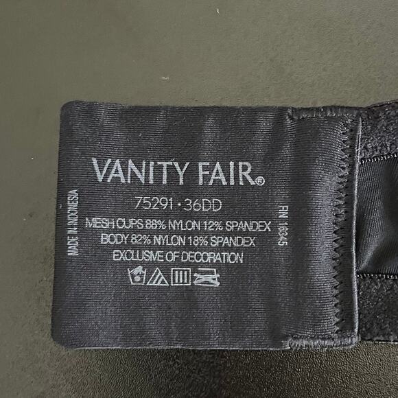 Vanity Fair Bra Illumination Full Figure Underwire Contour 36DD Black Mesh - Picture 5 of 7